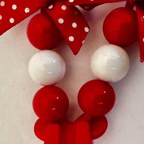 Disney red and white beaded mini mouse bow necklace - Picture 7 of 9